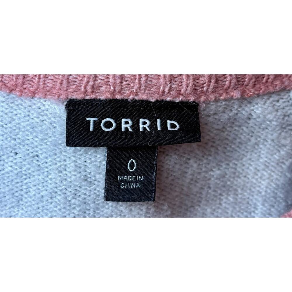 Torrid Striped Knit Sweater Womens Size 0 Pink Blue Cozy Pullover - Picture 3 of 4
